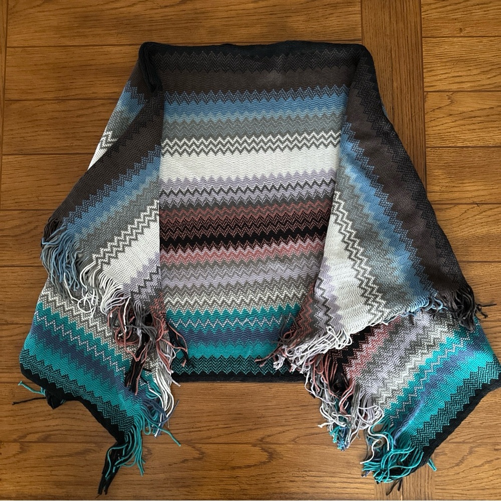 Le Moda Western Tribal Chevron Knit Poncho Shawl Wrap with Fringe OSFM
